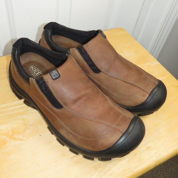 Keen Brixen Low Waterproof Shoes Mens 9 Leather Slip On Hiking Outdoor - Picture 1 of 8